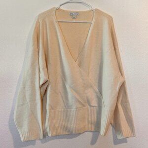 Ava and Viv 2X white/cream faux wrap sweater